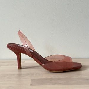 Chelsea & Violet/ Clear slingback heels/ Terracotta/ size 8
